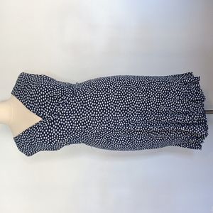 Glamour Blue and White Stretch Polka Dot Wiggle dress